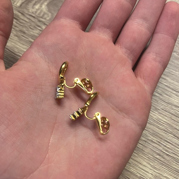 Like New! Vintage Nina Ricci Gold Colour Crystal Earrings - Clip-on - Picture 3 of 5